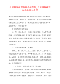 公司销售经理年终总结范例_公司销售经理年终总结怎么写