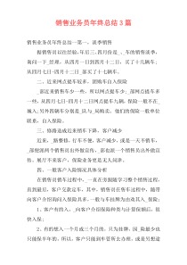 销售业务员年终总结3篇