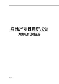 海南省房地产项目调研报告