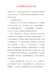 公司销售活动总结5篇