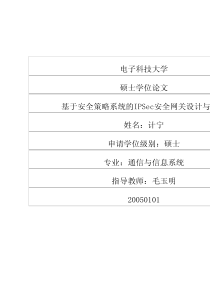 硕士论文-基于安全策略系统的IPSec安全网关设计与实现