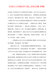 在党办工作理论学习组上的发言稿(样稿)