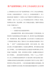 资产监督管理部上半年工作总结范文及计划