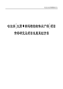 大商集团-哈尔滨新玛特商业地产项目市场研究及项目发展策划方案175页