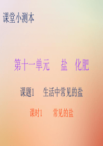 2018秋九年级化学下册 第十一单元 盐 化肥 课题1 生活中常见的盐 课时1 常见的盐（小测本）课