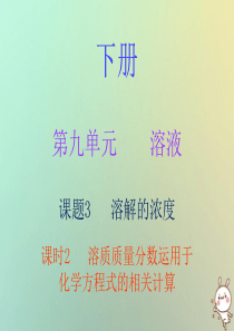 2018秋九年级化学下册 第九单元 溶液 课题3 溶解的浓度 课时2 溶质质量分数运用于化学方程式的