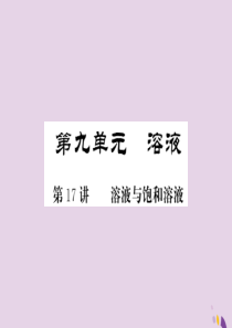 2018年中考化学总复习 第一轮复习 系统梳理 夯基固本 第17讲 溶液与饱和溶液练习课件