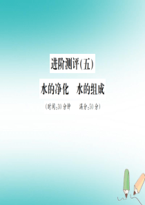 2018年秋九年级化学上册 第四单元 自然界的水 进阶测评（五）水的净化 水的组成习题课件 （新版）