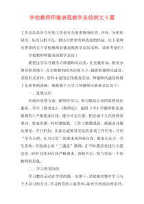 学校教师师德表现教学总结例文5篇