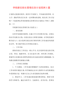 学校新任校长管理任务计划范例5篇