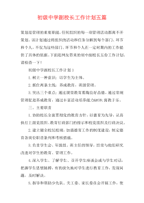 初级中学副校长工作计划五篇