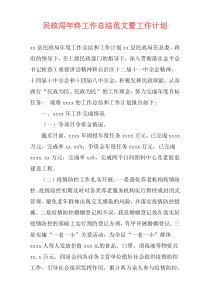 民政局年终工作总结范文暨工作计划