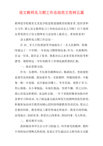 语文教师见习期工作总结范文范例五篇