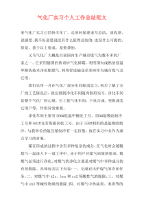 气化厂实习个人工作总结范文