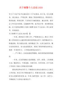 关于辅警个人总结2020