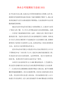 净水公司短期实习总结2021