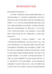 银行投行业务实习总结