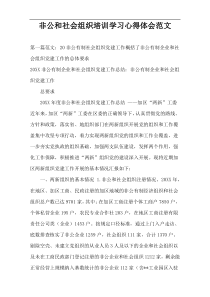 非公和社会组织培训学习心得体会范文