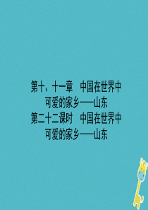 （烟台专版）2018届中考地理总复习 七下 第十、十一章 第二十二课时中国在世界中可爱的家乡——山东