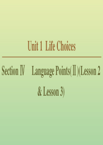 （新课标）2019年新教材高中英语 Unit 1 Life Choices Section Ⅳ La