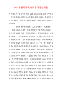 中小学教师个人培训学习总结报告