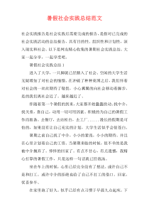 暑假社会实践总结范文