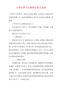 小学生学习心得体会范文总结