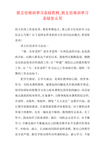 班主任培训学习总结范例_班主任培训学习总结怎么写