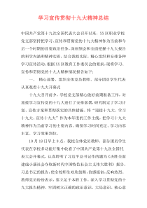 学习宣传贯彻十九大精神总结