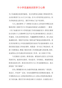 中小学党建培训班学习心得