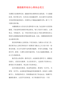 暑假教师培训心得体会范文