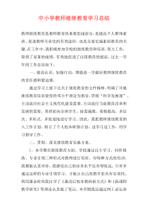 中小学教师继续教育学习总结