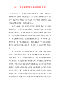 2021骨干教师培训学习总结反思