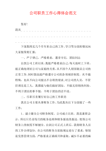 公司职员工作心得体会范文