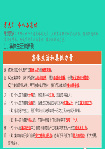 （江西专用）2019届中考道德与法治总复习 考点9 个人与集体课件