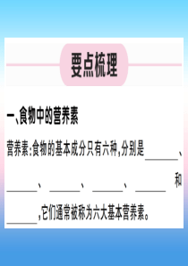 （江西专版）2018-2019学年九年级化学下册 第十二单元 化学与生活 课题1 人类重要的营养物质