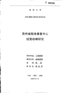 贵州省肢体康复中心经营战略研究