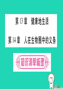 （贵港地区）2019年中考生物总复习 七下 第4单元 第13章 健康地生活 第14章 人在生物圈中的