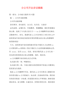 分公司开业讲话稿稿