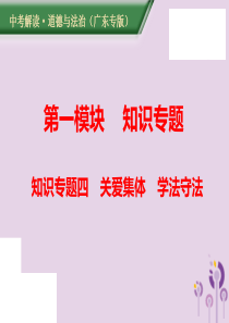 （广东专版）2019年中考道德与法治解读总复习 知识专题四 关爱集体 学法守法课件