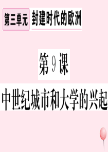 （安徽专版）2019秋九年级历史上册 第三单元 封建时代的欧洲 第9课 中世纪城市和大学的兴起习题课