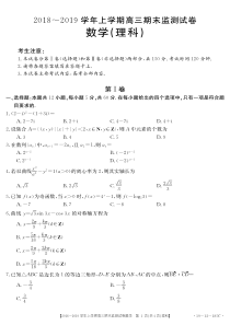 云南省楚雄州元谋县一中2019届高三数学上学期期末考试试题 理（PDF）