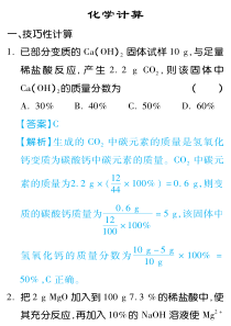 四川省2019中考化学试题研究题库 化学计算（pdf）