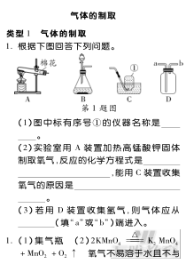 陕西省2019中考化学试题研究题库 气体的制取（pdf）