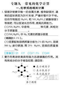 山东省2019中考化学试题研究题库 常见的化学计算（pdf） 鲁教版