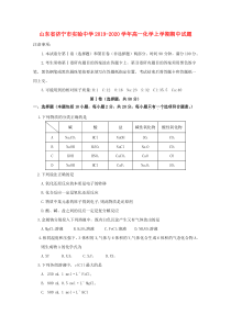 山东省济宁市实验中学2019-2020学年高一化学上学期期中试题