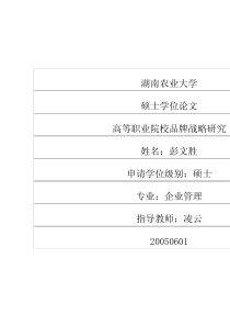 高等职业院校品牌战略研究