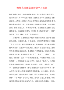 教师高效课堂展示会学习心得