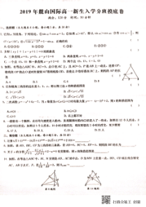 湖南省麓山国际实验学校2018-2019学年高一数学新生入学分班考试试题（PDF，无答案）