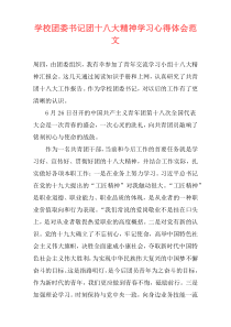 学校团委书记团十八大精神学习心得体会范文